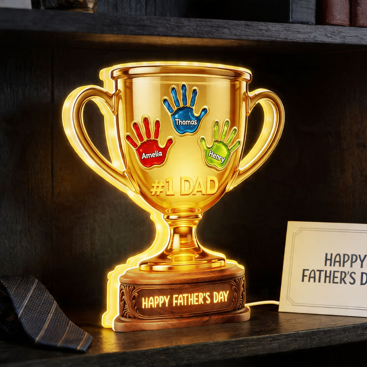 Happy Father's Day #1 Dad, Grandpa - Personalized Light Box - Father's Day Gift for Dad, Grandpa, Husband