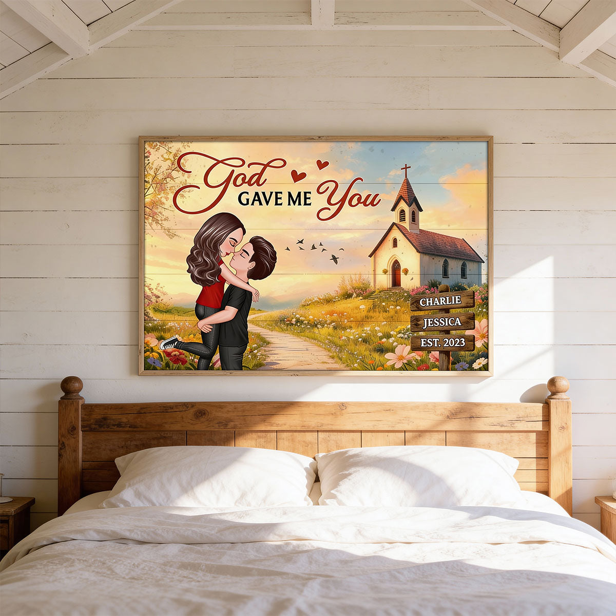 God Wrote Our Love Story Christian Couple Decor - Personalized Poster - Heartfelt Valentine, Anniversary Gift For Him, For Her, For Wife, For Husband
