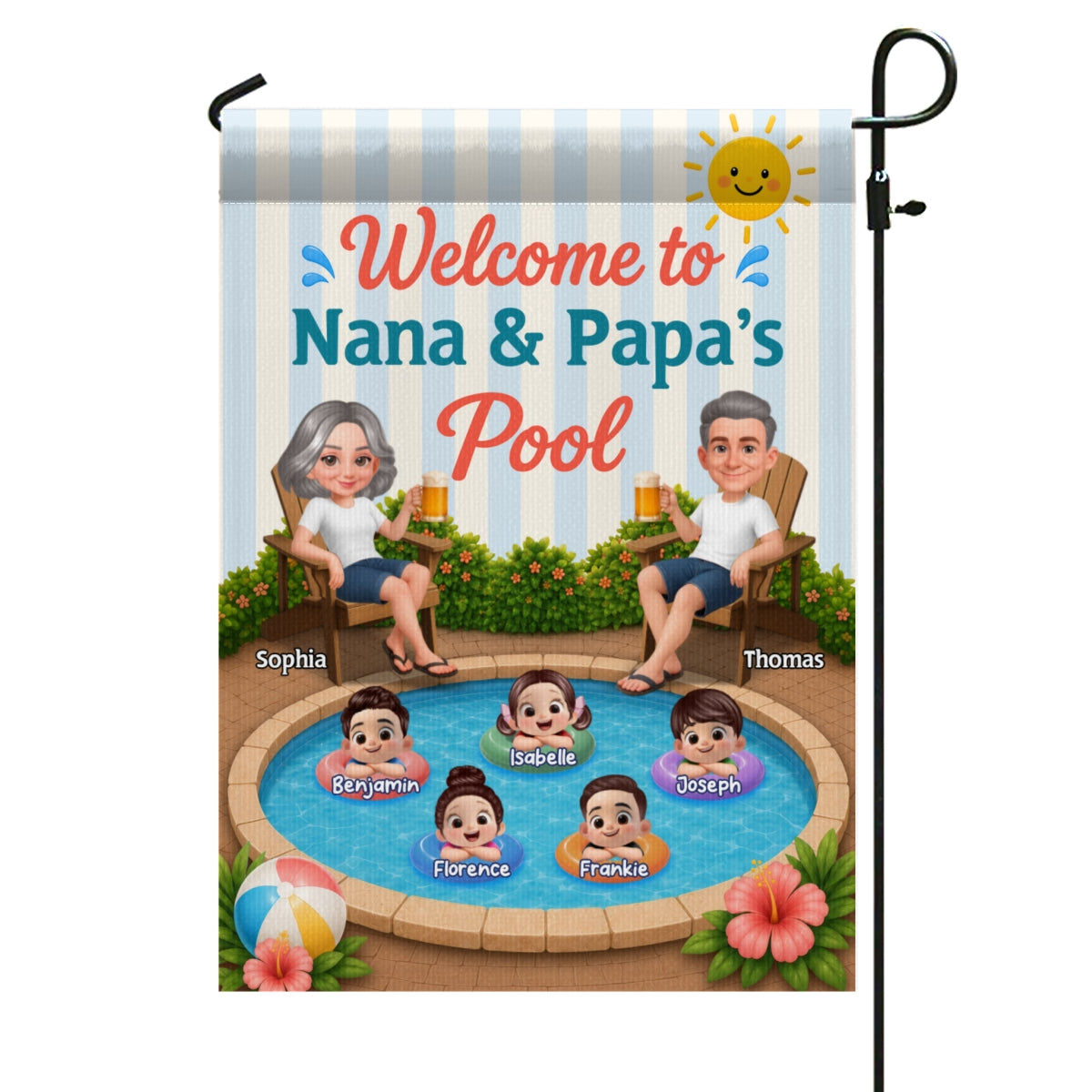 Welcome To Nana & Papa Pool - Personalized Pool Flag