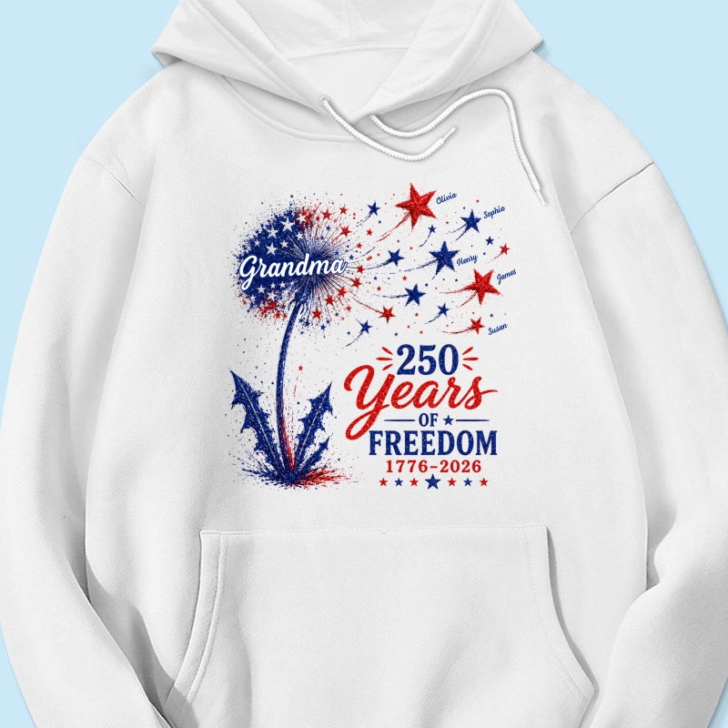 Grandma Patriotic Dandelion 250th Anniversary - Personalized Shirt - Gift for Grandma
