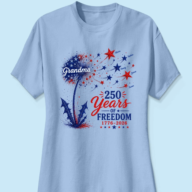 Grandma Patriotic Dandelion 250th Anniversary - Personalized Shirt - Gift for Grandma