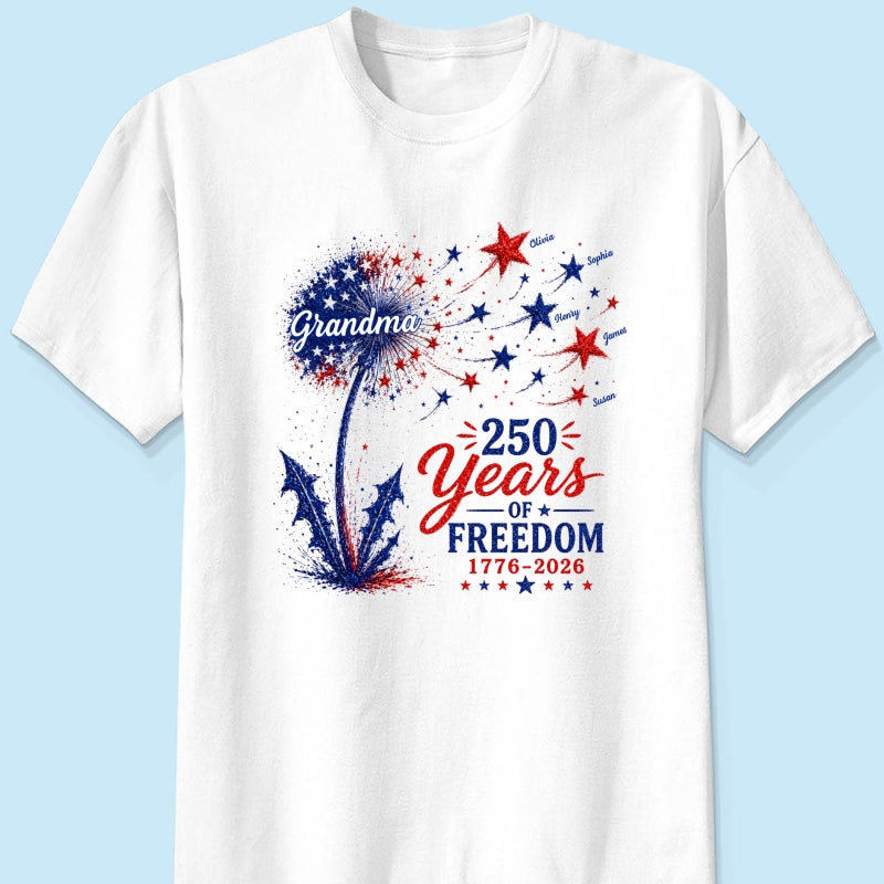 Grandma Patriotic Dandelion 250th Anniversary - Personalized Shirt - Gift for Grandma