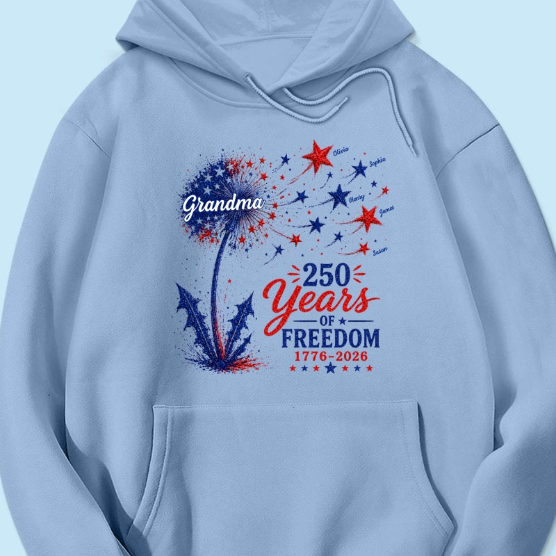 Grandma Patriotic Dandelion 250th Anniversary - Personalized Shirt - Gift for Grandma
