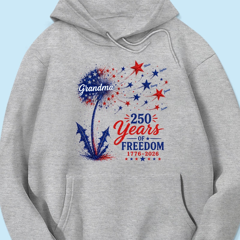Grandma Patriotic Dandelion 250th Anniversary - Personalized Shirt - Gift for Grandma