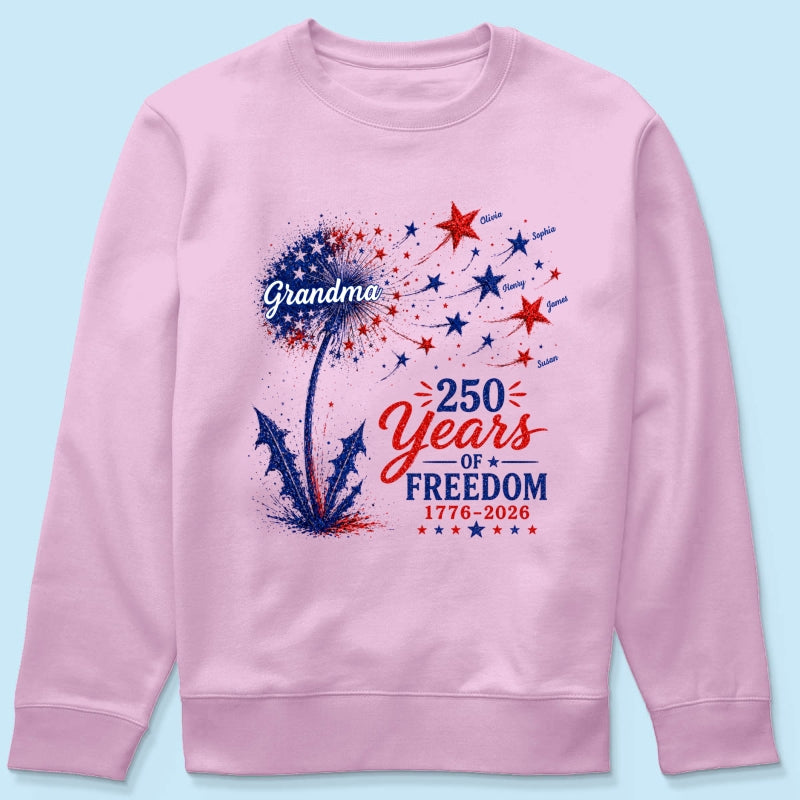 Grandma Patriotic Dandelion 250th Anniversary - Personalized Shirt - Gift for Grandma