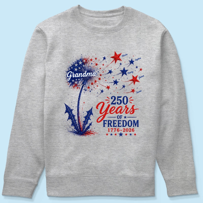 Grandma Patriotic Dandelion 250th Anniversary - Personalized Shirt - Gift for Grandma