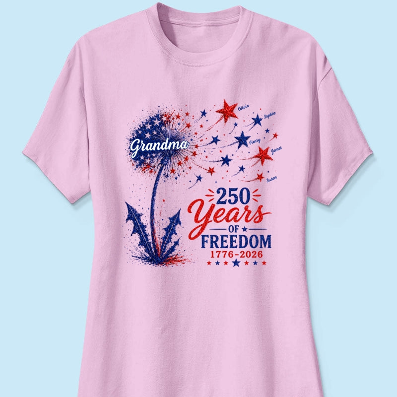 Grandma Patriotic Dandelion 250th Anniversary - Personalized Shirt - Gift for Grandma
