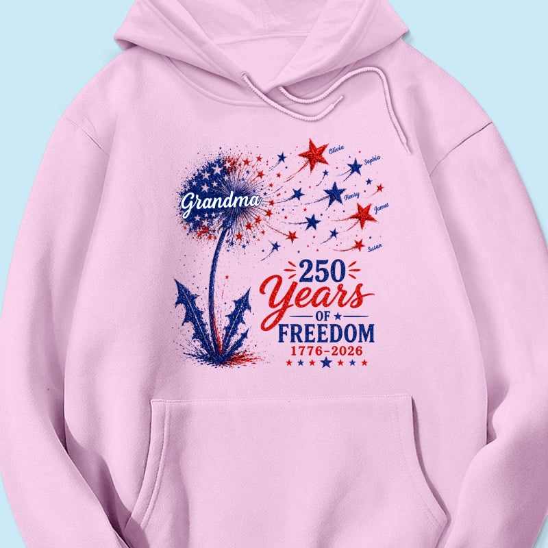 Grandma Patriotic Dandelion 250th Anniversary - Personalized Shirt - Gift for Grandma