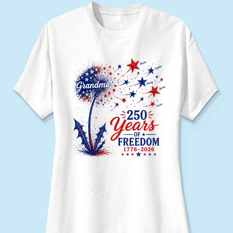 Grandma Patriotic Dandelion 250th Anniversary - Personalized Shirt - Gift for Grandma
