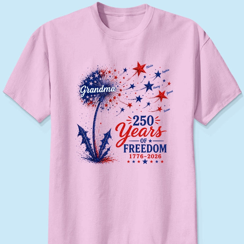 Grandma Patriotic Dandelion 250th Anniversary - Personalized Shirt - Gift for Grandma