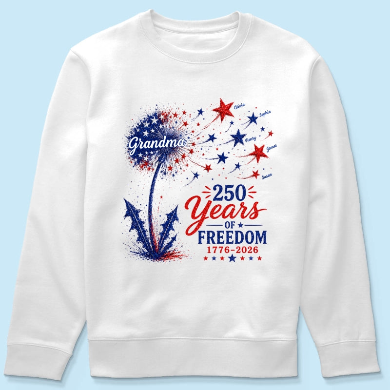 Grandma Patriotic Dandelion 250th Anniversary - Personalized Shirt - Gift for Grandma