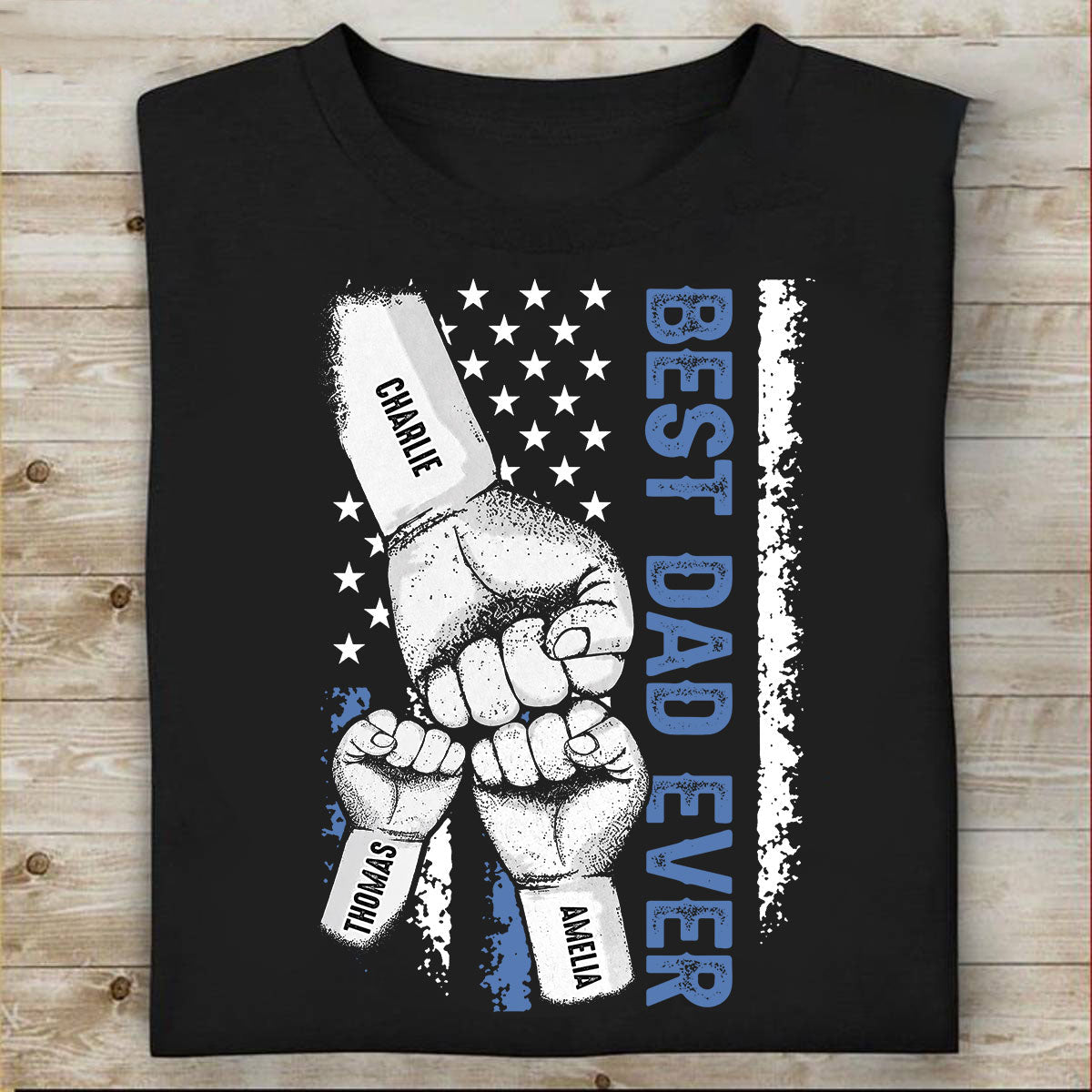 Dad & Kids Fist Bump Nation Flag - Personalized Shirt - Heartfelt Gift For Dad, Husband