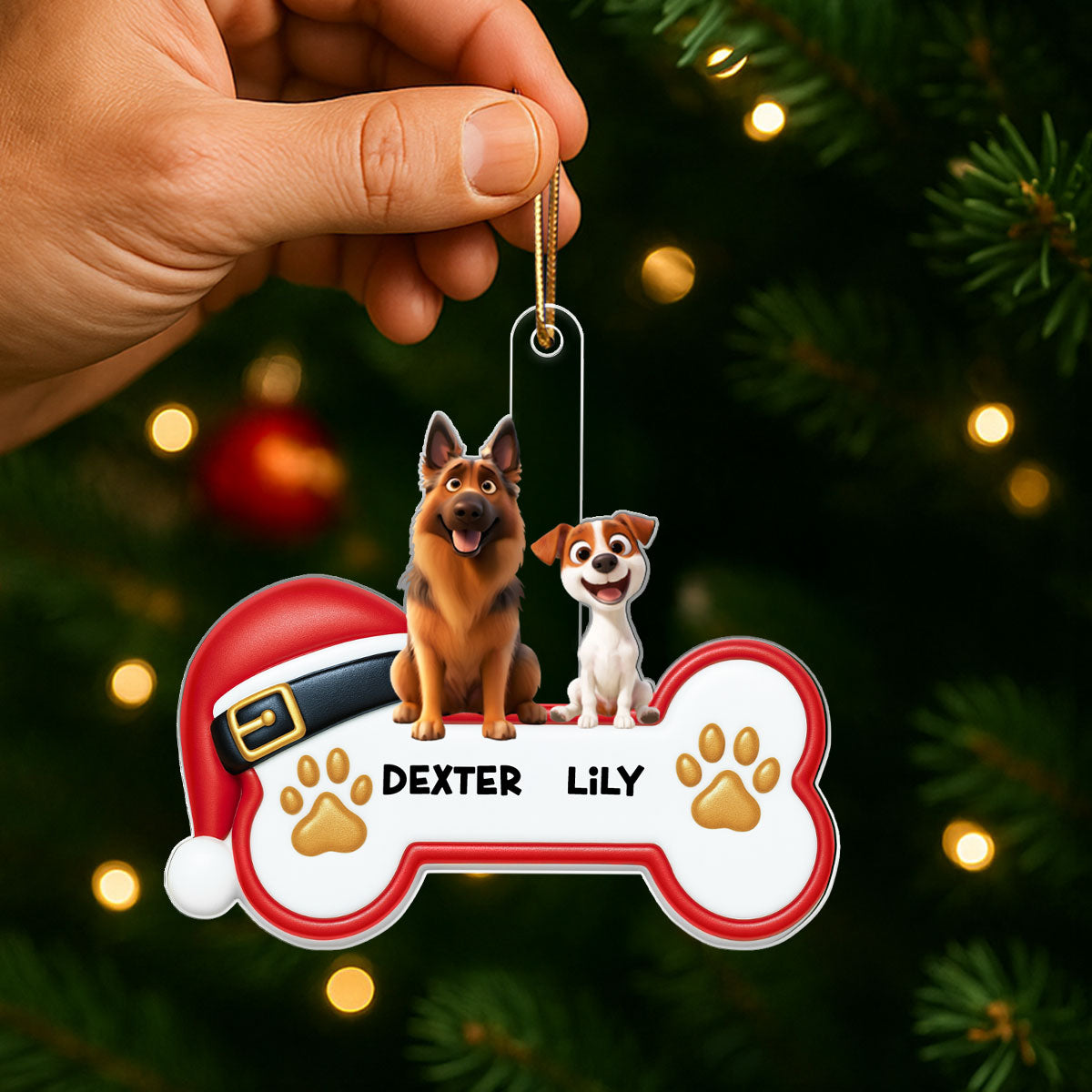 Custom Paw Cute Cartoon Dog - Personalized Acrylic Ornament - Christmas Gift for Dog Moms, Dog Dads
