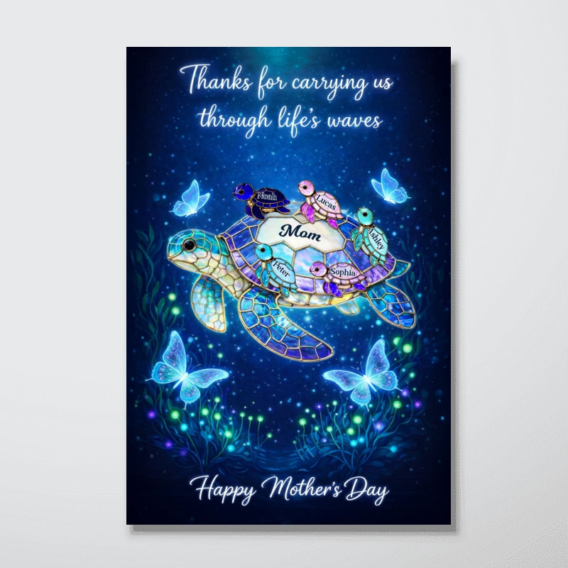 Thanks for Carrying Us Through Life's Waves - Personalized Poster - Mother's Day Gift for Mom, Wife