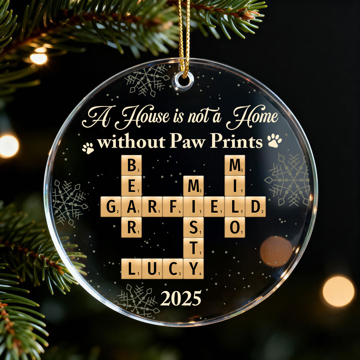 A House Is Not A Home Without Paw Prints Crossword Puzzle Art - Personalized Acrylic Ornament