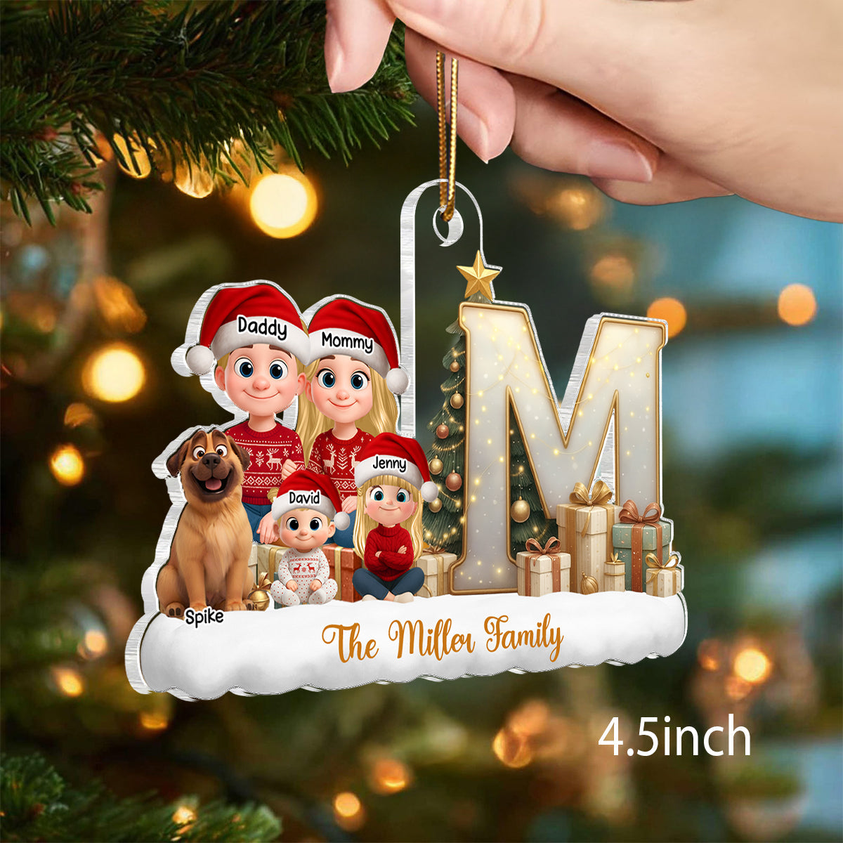 Family Name Initial Letter - Personalized Acrylic Ornament - Christmas Gift for Family