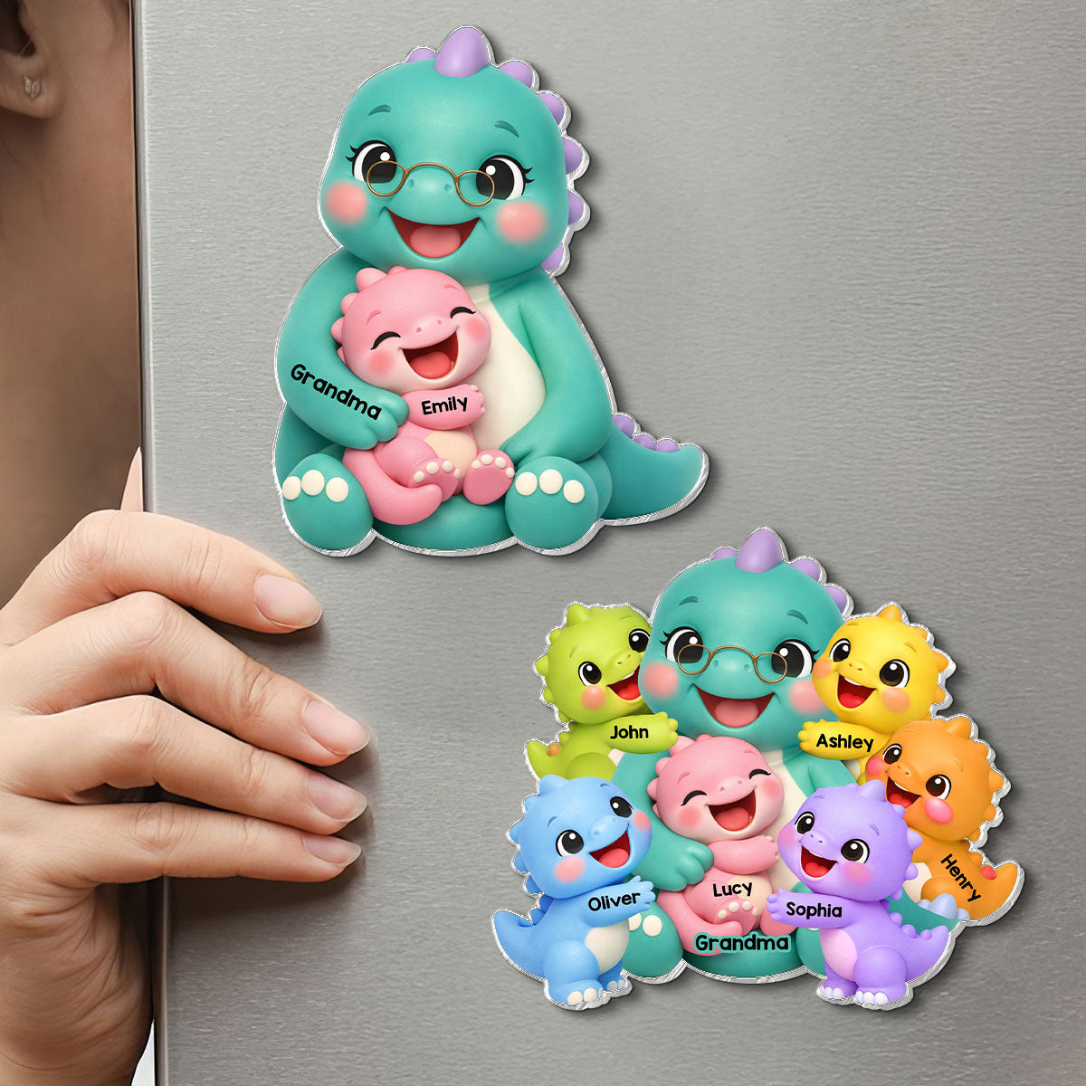 Colorful Cute Grandmasaurus Like Normal Grandma But More Awesome - Personalized Acrylic Fridge Magnet - Gift For Grandma