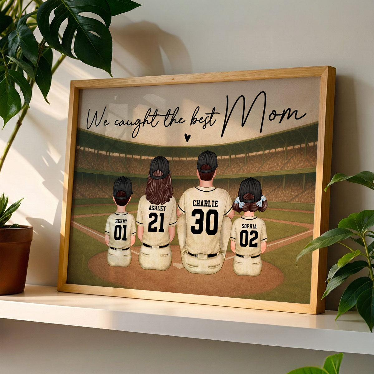 Retro Vintage Baseball Family We Caught The Best Mom - Personalized Poster - Mother's Day Gift For Mom