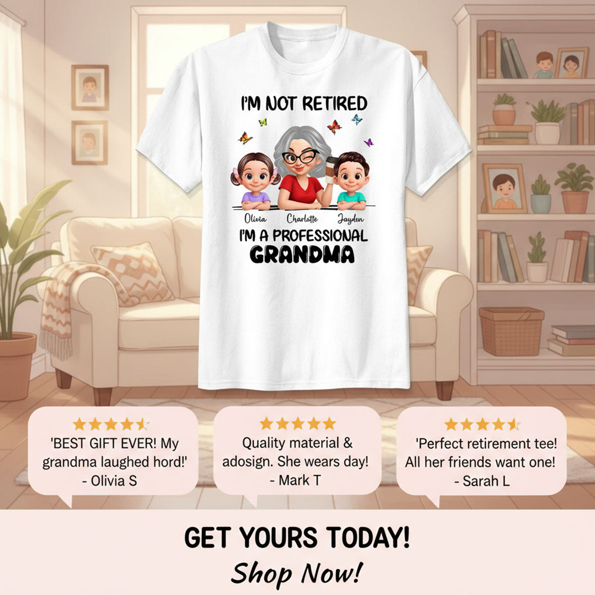 Happy Retired Professional Grandma - Personalized Shirt - Funny Retirement Gift, Gift For Grandma, Mom