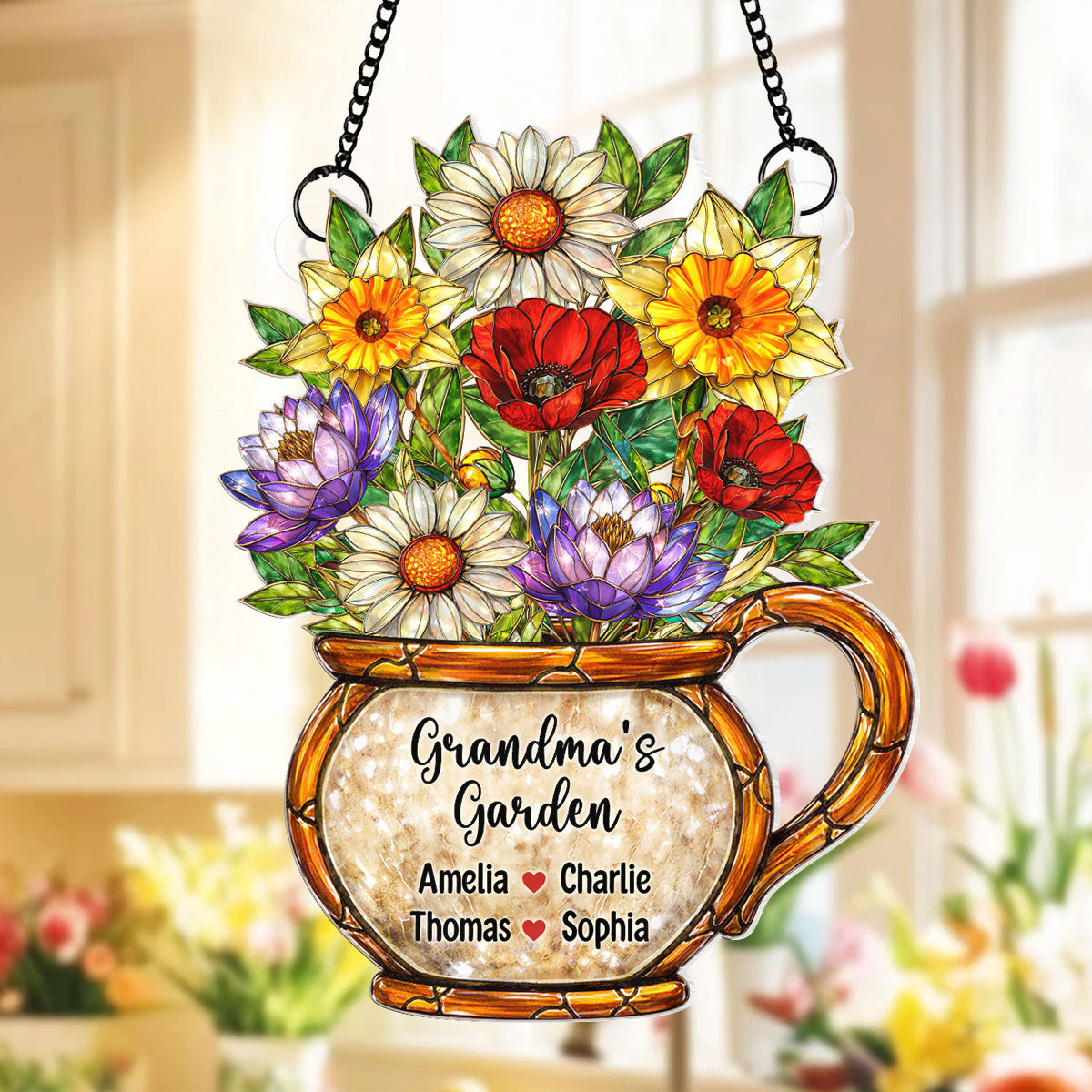 Grandma's Garden Birth Flowers - Personalized Suncatcher - Sentimental Mother's Day Gift for Grandma, Mom, Wife