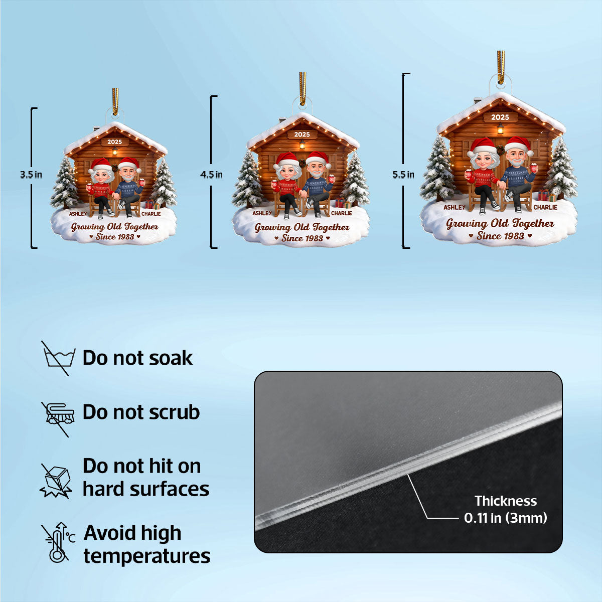 3D Effect Couple Cabin - Personalized Acrylic Car Hanger - Heartfelt Gift For Couple, For Him, For Her