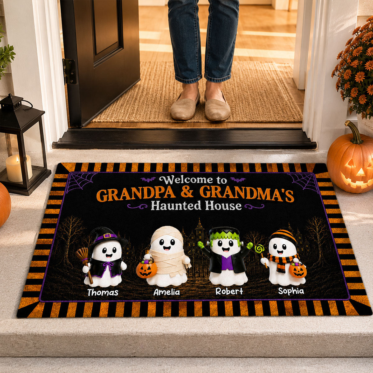 On-trend Spooky Halloween Grandparents House - Personalized Doormat - Halloween Gift For Grandma, Grandpa