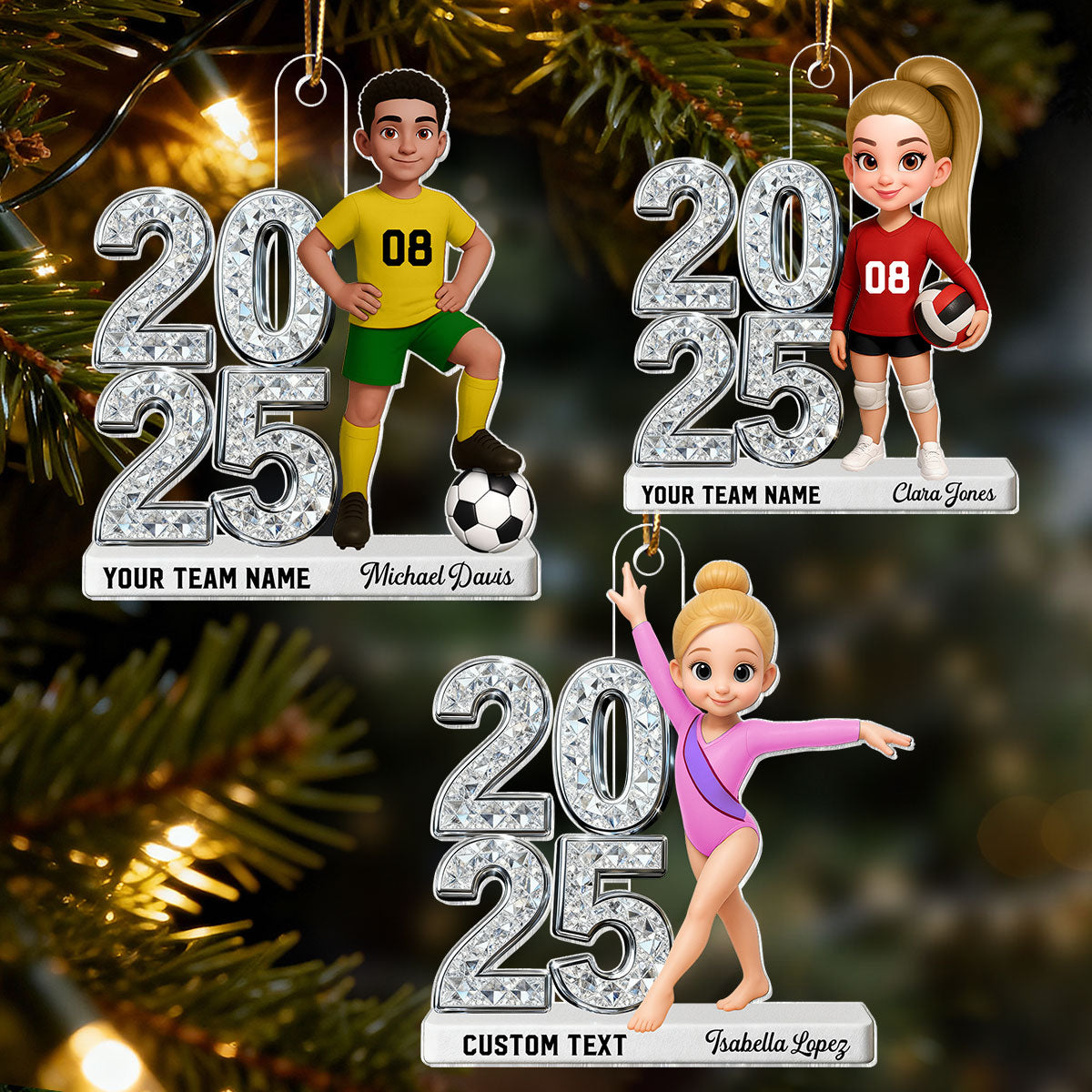 3D Shiny Effect Sport Player With Year - Personalized Acrylic Ornament - Gift For Daughter, Granddaughter, Son, Grandson