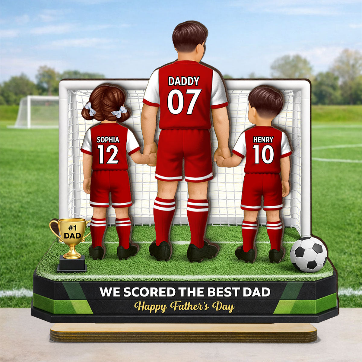 We Scored The Best Dad Soccer - Personalized 2-Layered Wooden Plaque - Heartfelt Gift For Soccer Dad, Gift For Husband