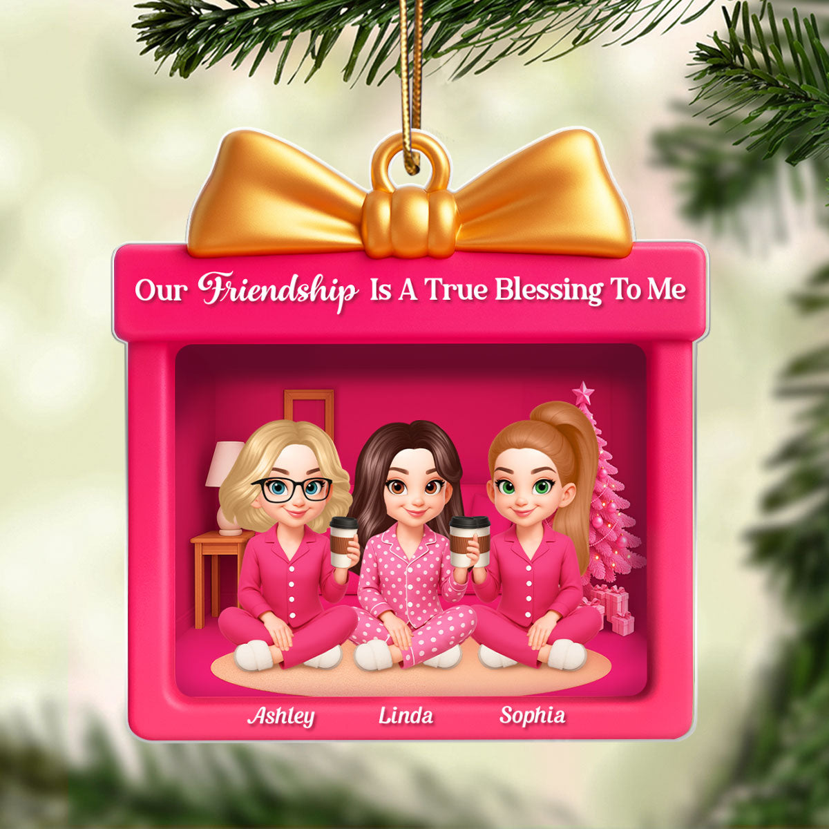 There Is No Greater Gift Than Friendship - Personalized Acrylic Ornament - Perfect Christmas Gift for Best Friends