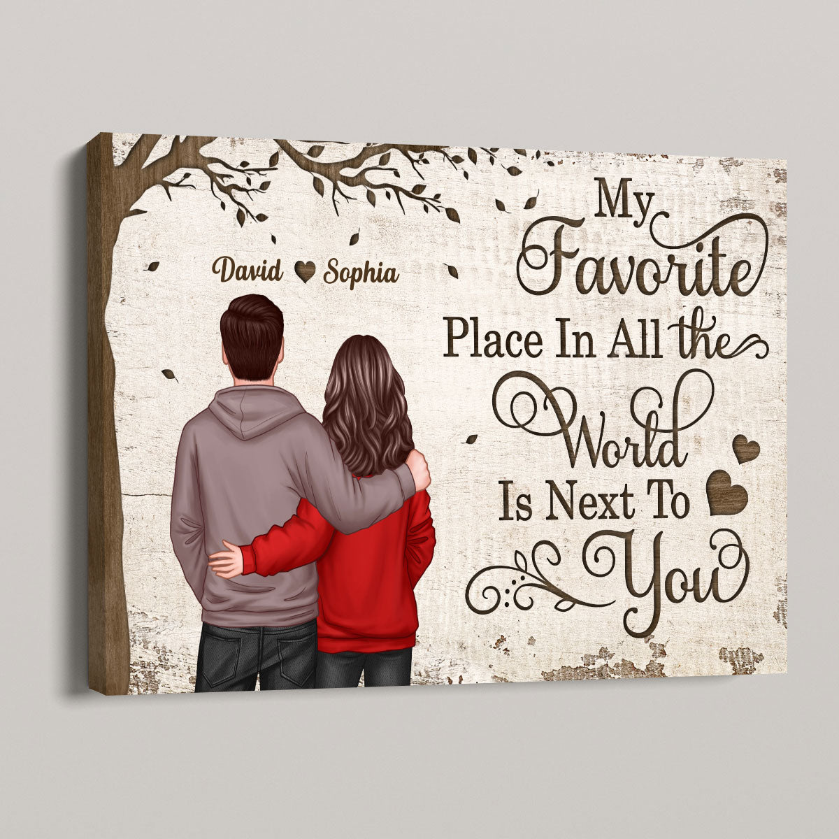 Favorite Place In The World Couple Back View - Personalized Canvas - Anniversary Gift For Him, Gift For Her