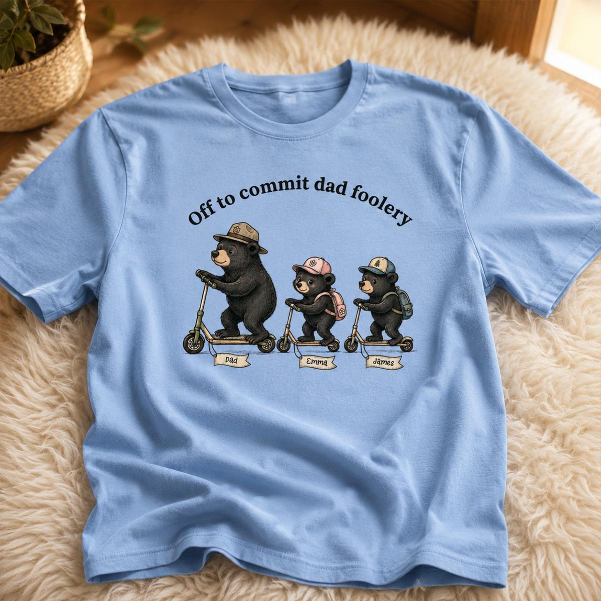 Off To Commit Dad Foolery Bear Dad & Kids - Personalized Shirt - Funny Father's Day Shirt For Husband