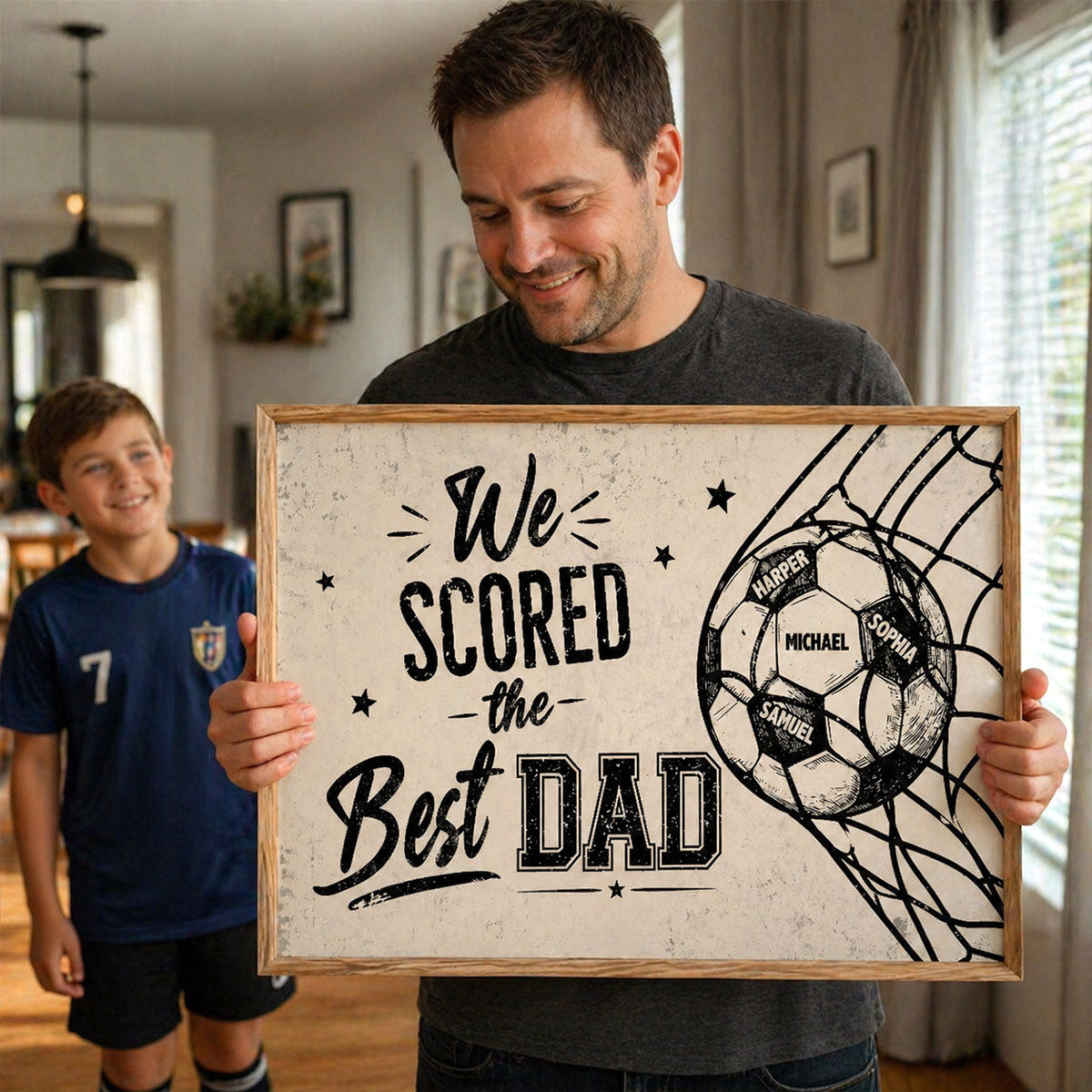 We Scored The Best Dad - Personalized Poster - Father's Day Gift For UK Football, US Soccer Dad