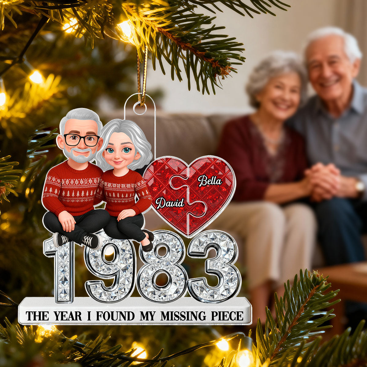 3D Effect Shining Effect Beautiful Couple The Year I Found My Missing Piece - Personalized Acrylic Ornament