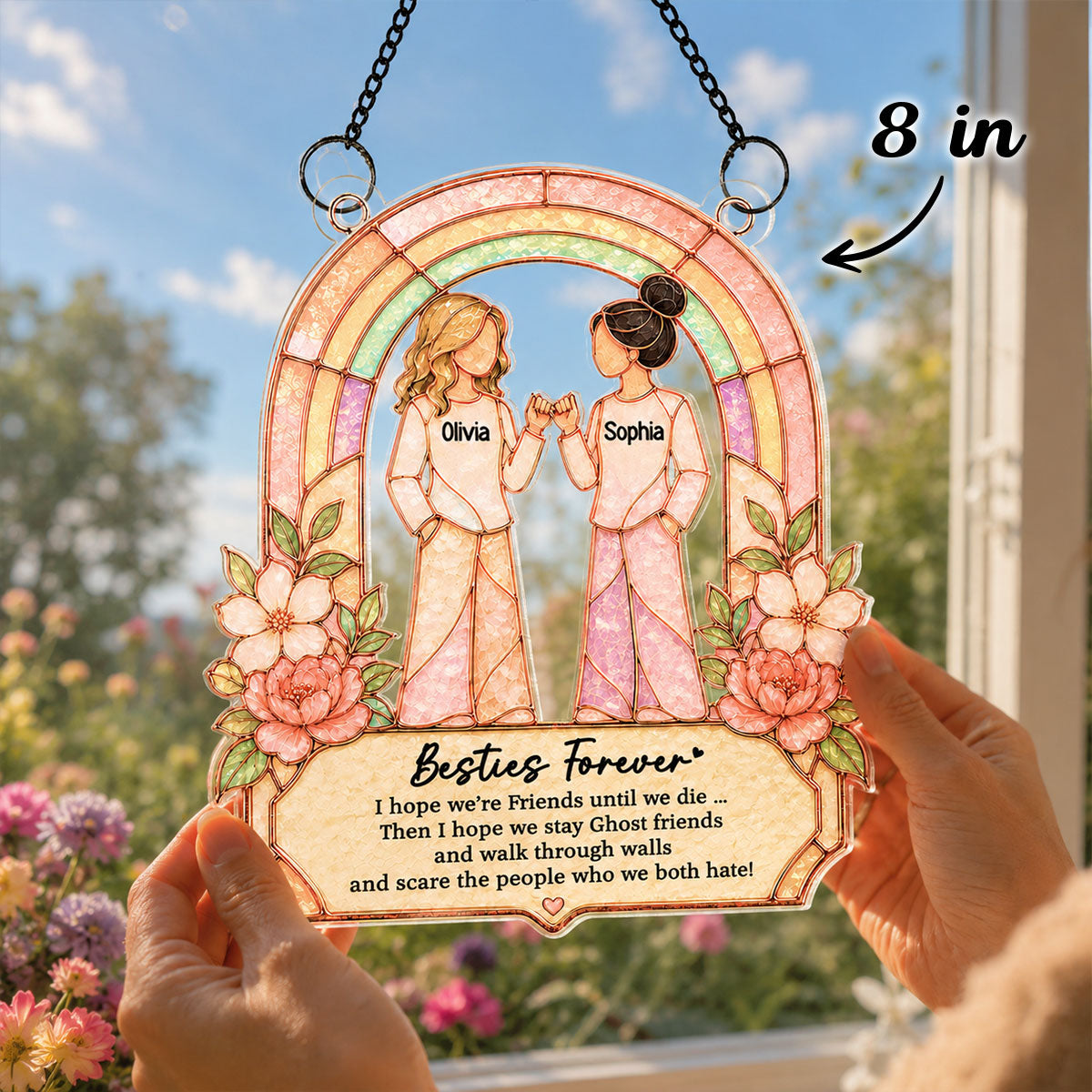 Besties Forever Pinky Promise - Personalized Acrylic Suncatcher - Friendship Keepsake For Best Friends
