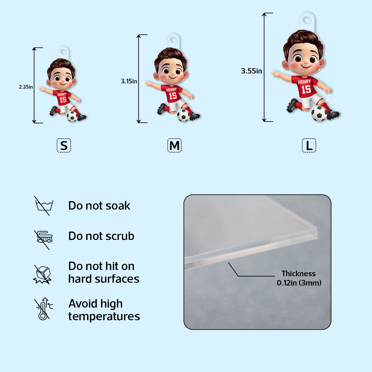 Trending Sport Soccer Football Baseball Player - Personalized Acrylic Keychain - Daily Use Back to School Birthday Gift for Boys Girls