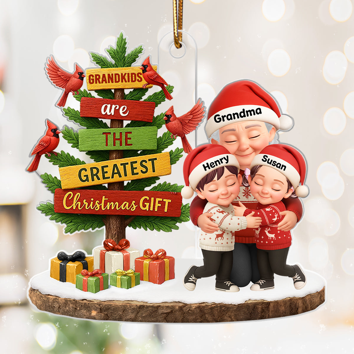 Grandkids Are The Greatest Christmas Gift - Personalized Acrylic Ornament - Chrismas Gift for Grandma
