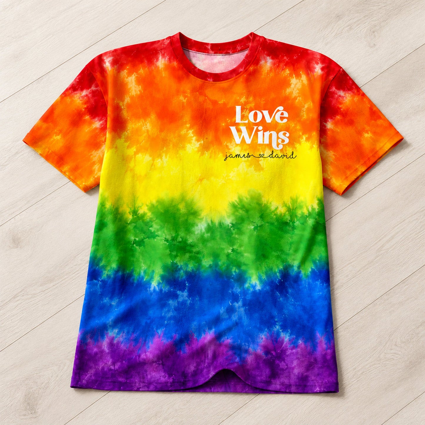 Love Wins Rainbow Tie Dye Pride Theme - Personalized Shirt - Pride Month Keepsake
