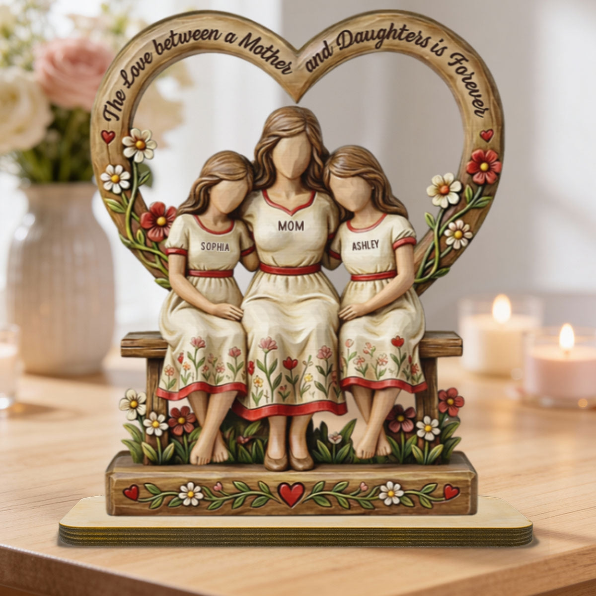 Rooted in Love Mother Daughters - Personalized 2-Layered Wooden Plaque - Gift For Mom