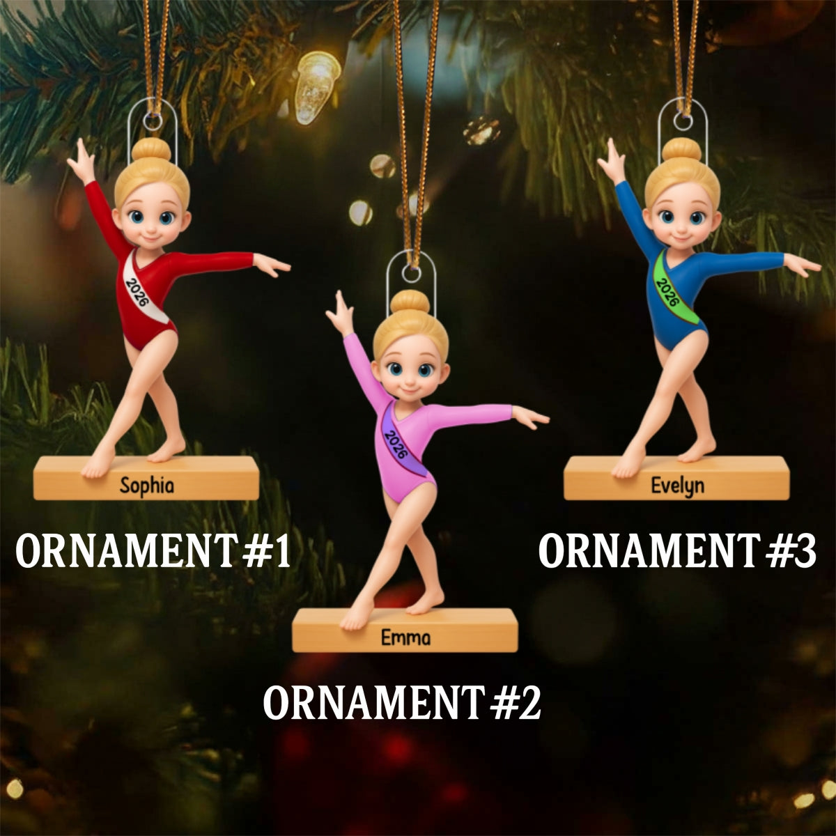 3D Effect Gymnastic Girl - Personalized Acrylic Ornament - Christmas Gift For Daughter Granddaughter