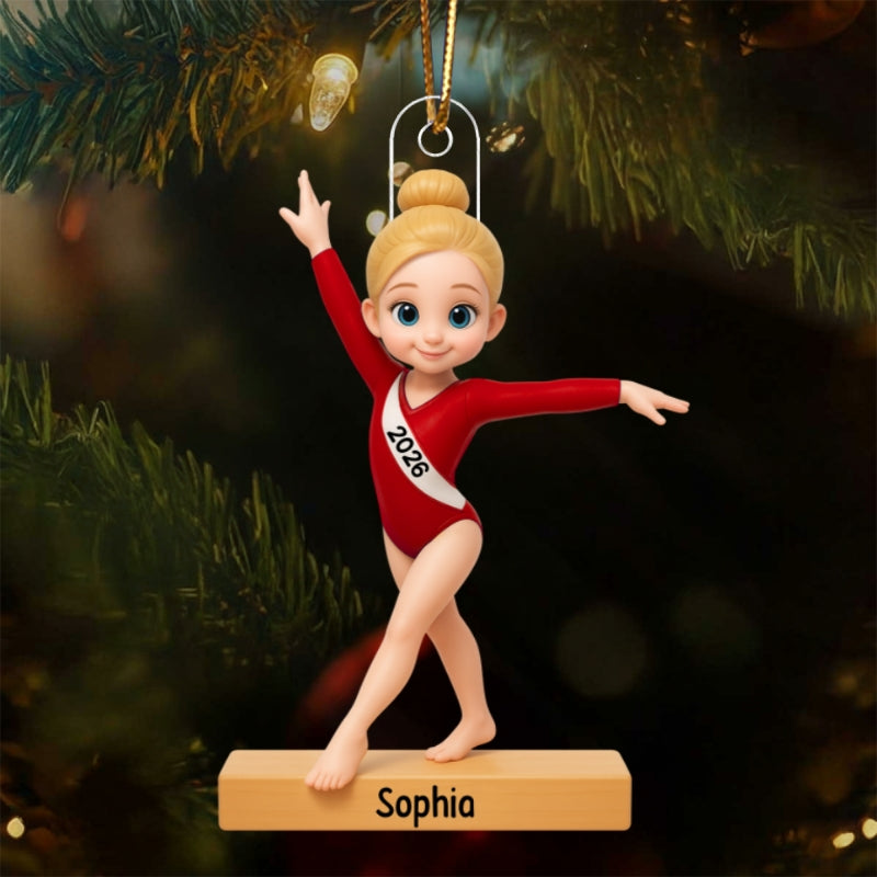 3D Effect Gymnastic Girl - Personalized Acrylic Ornament - Christmas Gift For Daughter Granddaughter