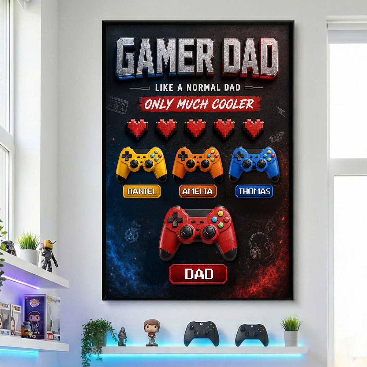 Gamer Dad Much Cooler - Personalized Poster - Father's Day Gift for Gamer Dad, Husband