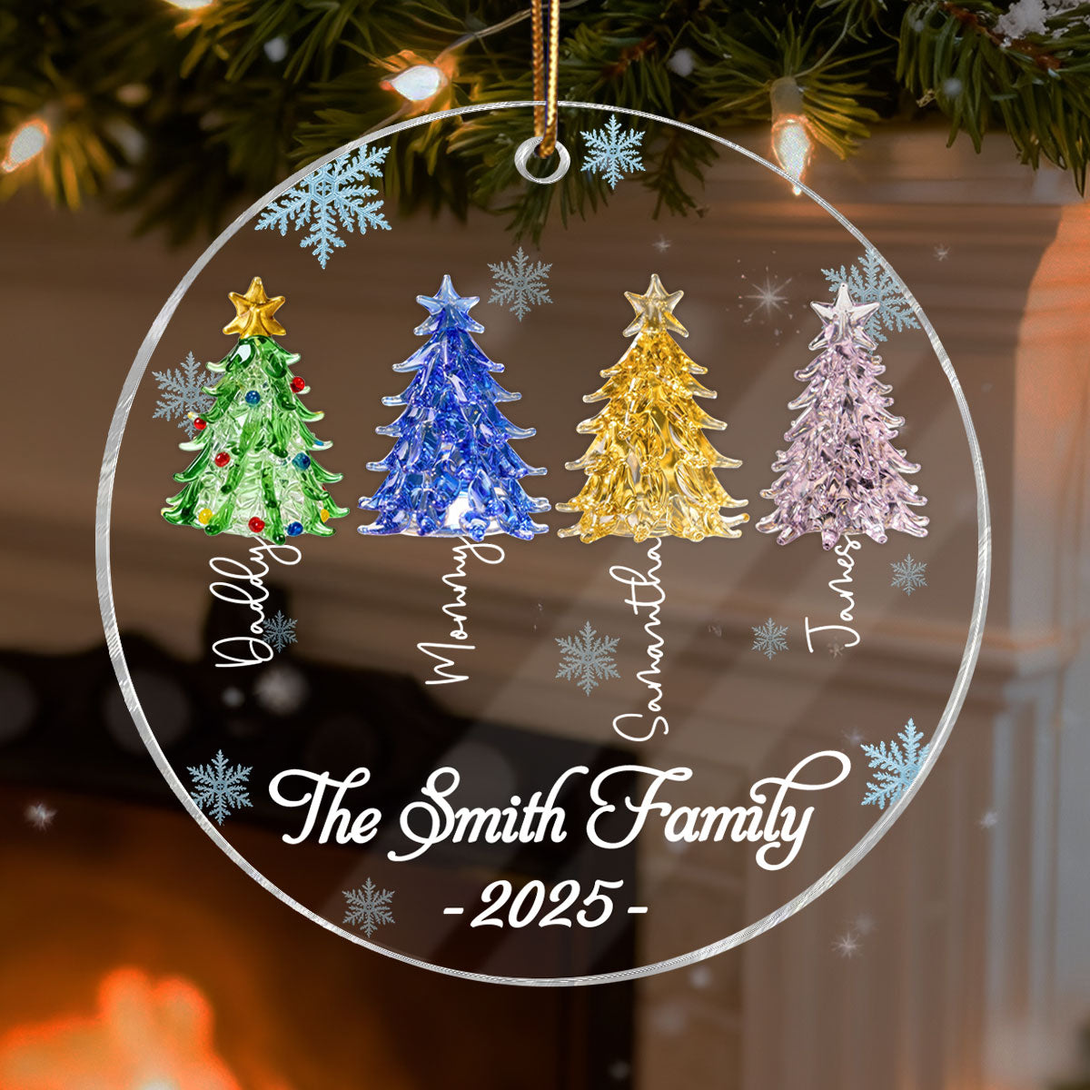 3D Crystal Effect Family Christmas Trees - Personalized Acrylic Ornament - Gift For Family