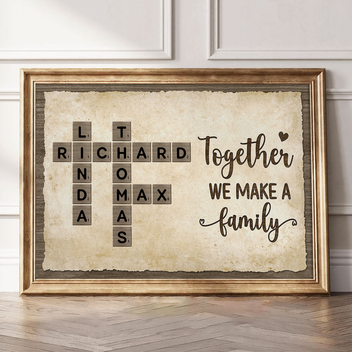 Together We Make A Family Crossword Art - Personalized Poster - Sentimental Gift for Grandma Grandpa Grandparents