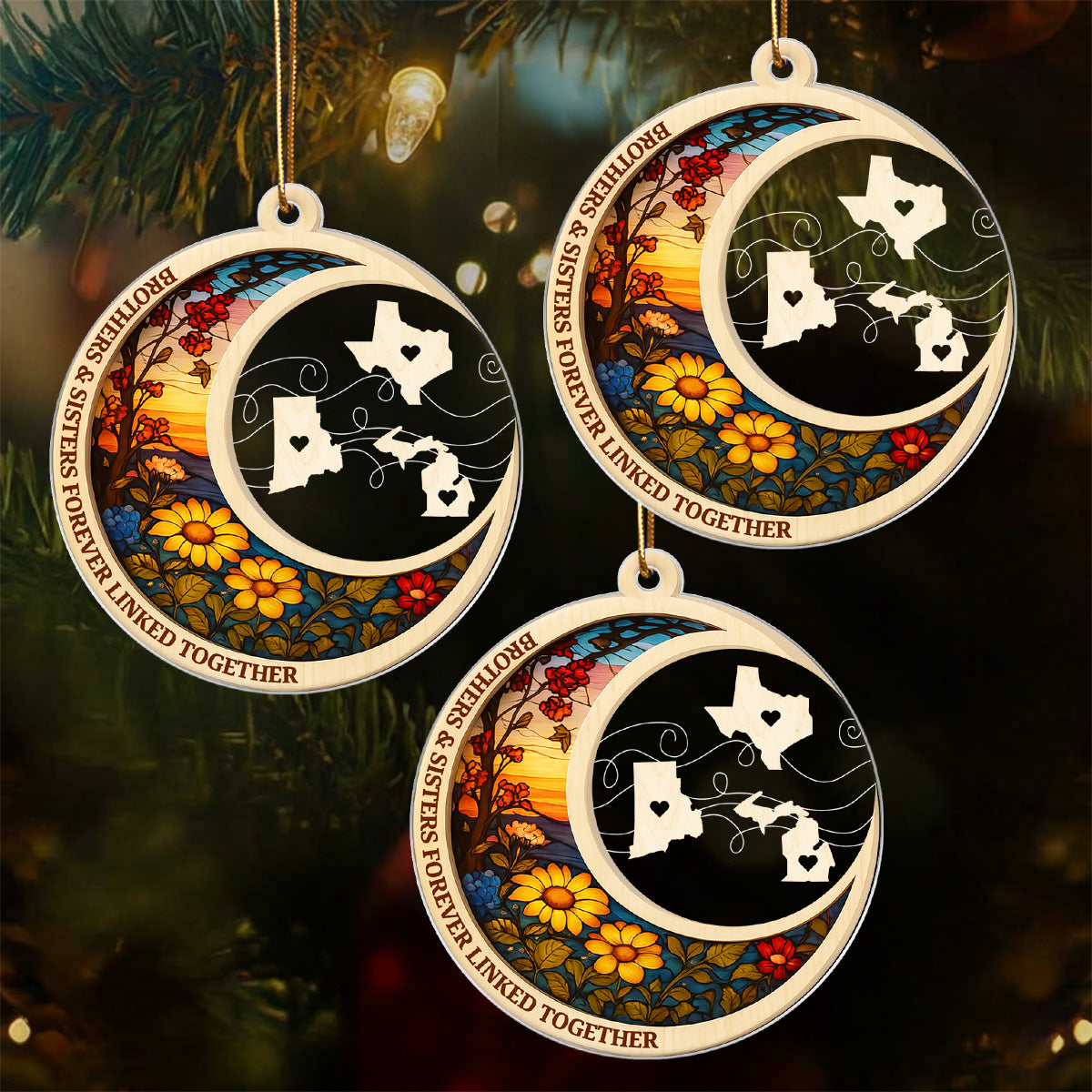 Brothers & Sisters Never Apart At Heart - Personalized Acrylic Ornament - Heartwarming Christmas Gift For Long Distance Brothers & Sisters