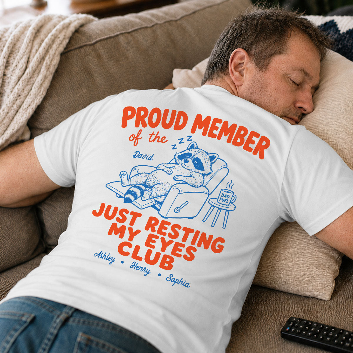 Retro Funny Raccoon Dad - Just Resting My Eyes Club - Personalized Shirt - Father's Day Gift for Dad, Grandpa