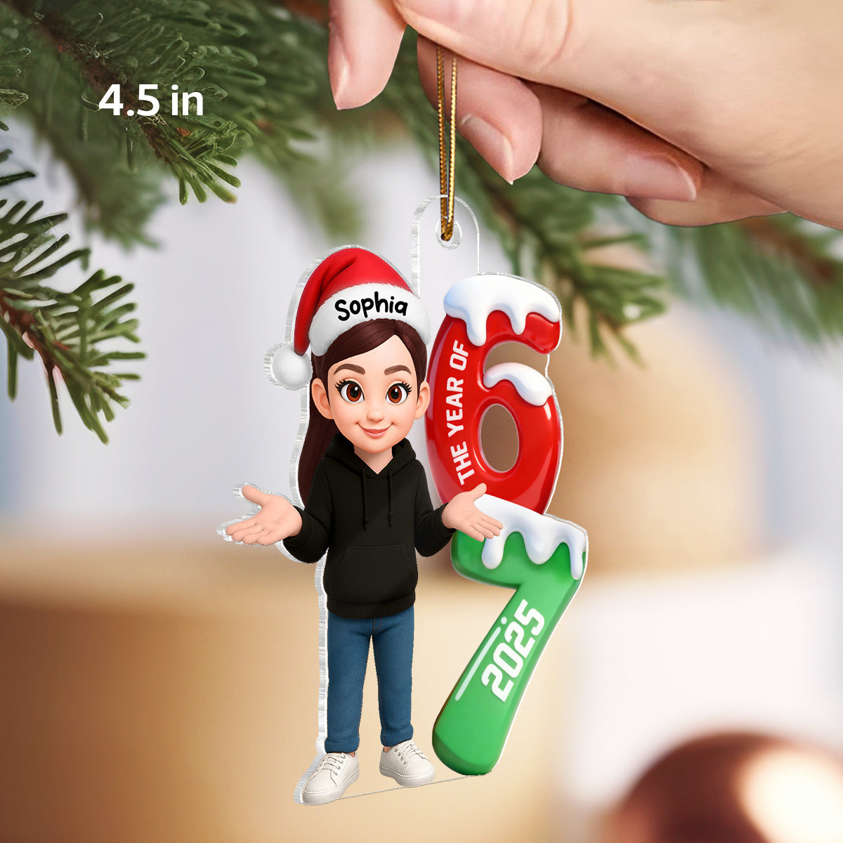 3D Effect 67 Six Seven 2025 Slang Christmas - Personalized Acrylic Ornament - Funny Christmas Gift For Teen, Grandkid, Gen Alpha