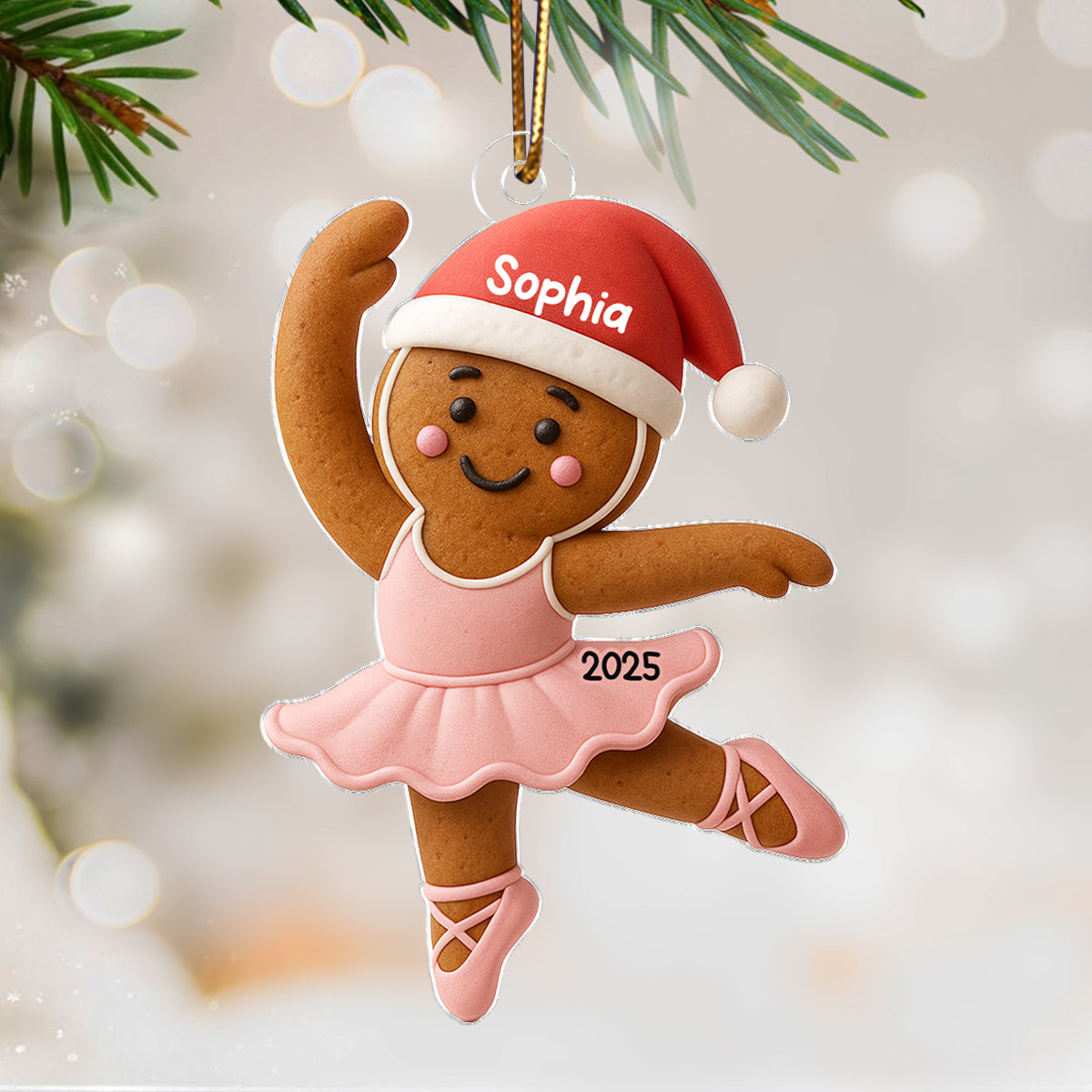Gingerbread Balletina Dance - Personalized Acrylic Ornament - Unique Christmas Gift For Little Girl, Daughter