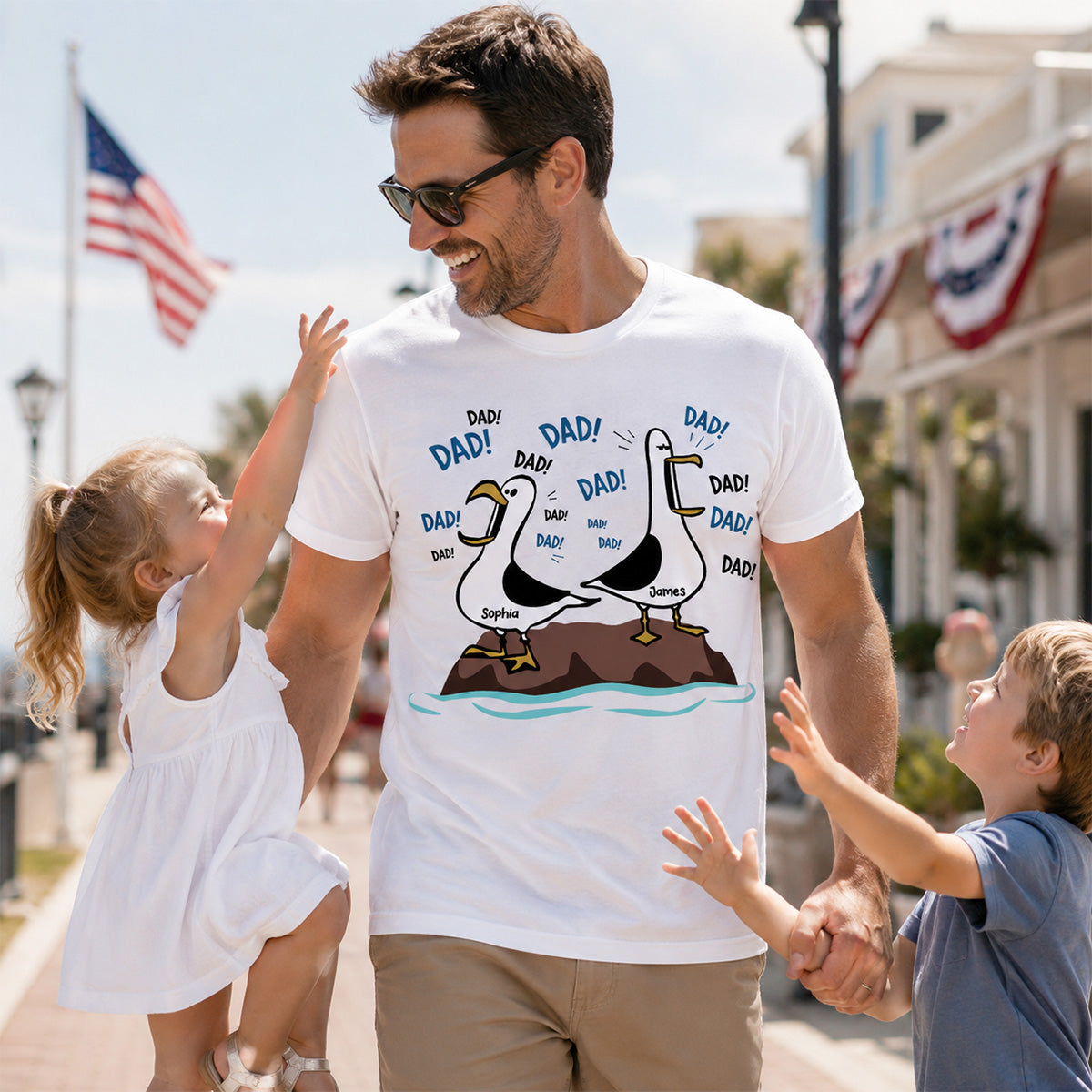 Seagull Dad! Dad! Dad! - Personalized Shirt - Funny Father's Day Gift For Dad, Husband