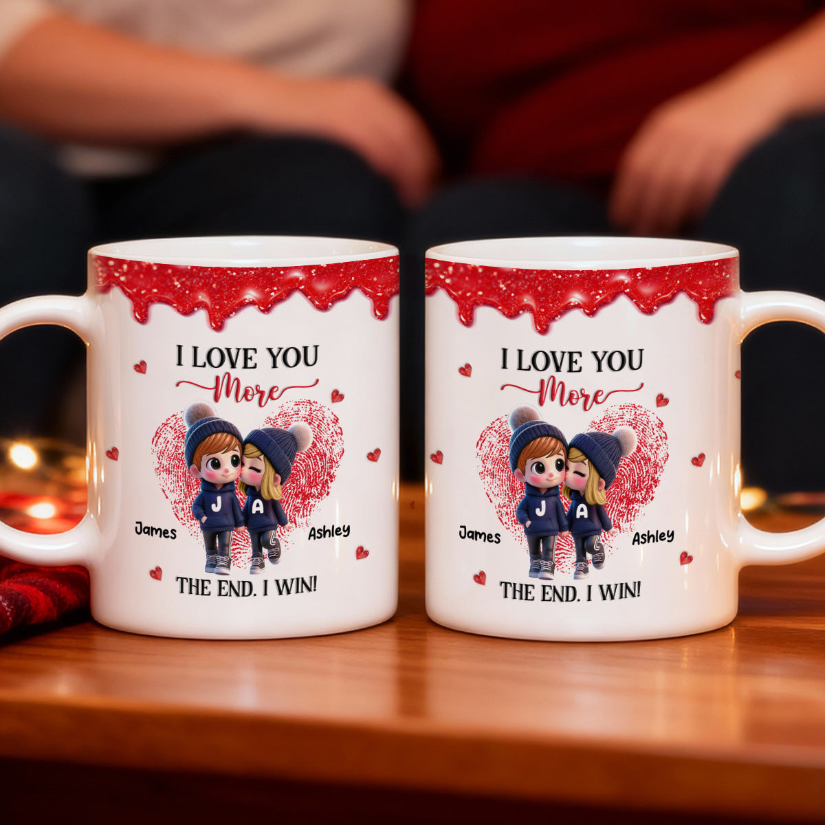 Love You More I Win Cartoon Couple - Personalized Mug - Valentine's Day Gift, Anniversary Gift For Him, For Her
