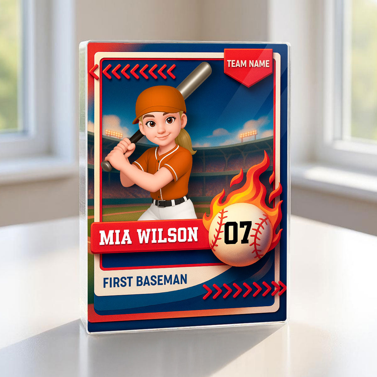 Baseball Trading Card - Personalized Acrylic Block Plaque - Christmas Gift for Son, Daughter, Grandkid